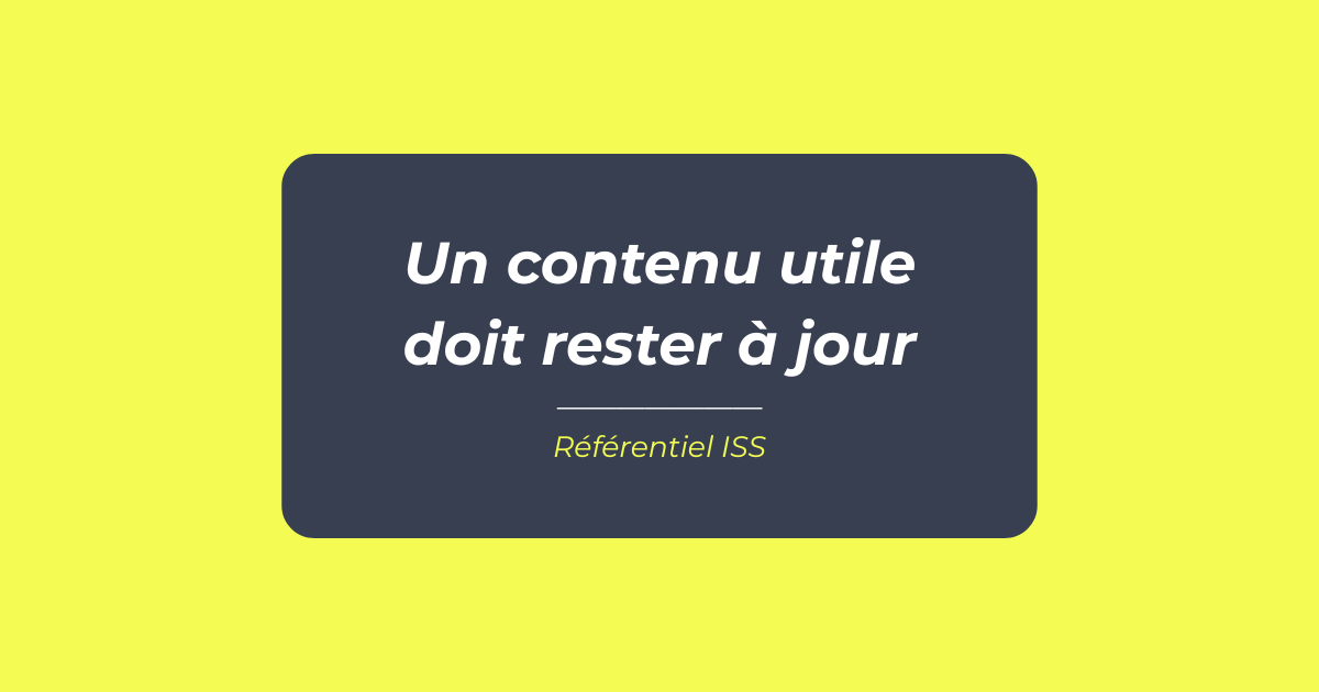 Visuel ISS-SO-10 sur la mise à jour des contenus, référentiel ISS Turquoise Academy